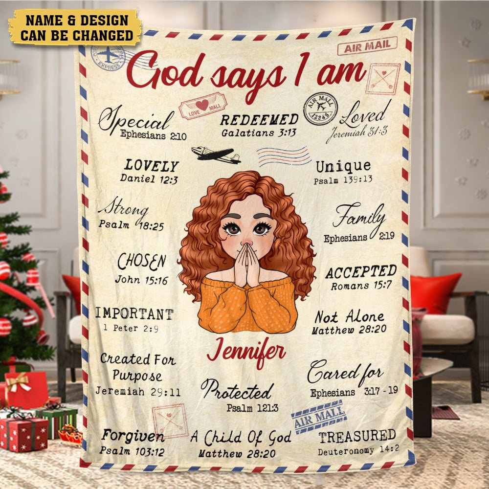God Says I Am Letter - Personalized Blanket - Meaningful Gift For Birthday - Giftago