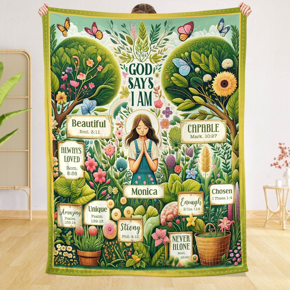 God Says I Am Nature (Custom Name) - Personalized Blanket - Meaningful Gift For Birthday - Giftago