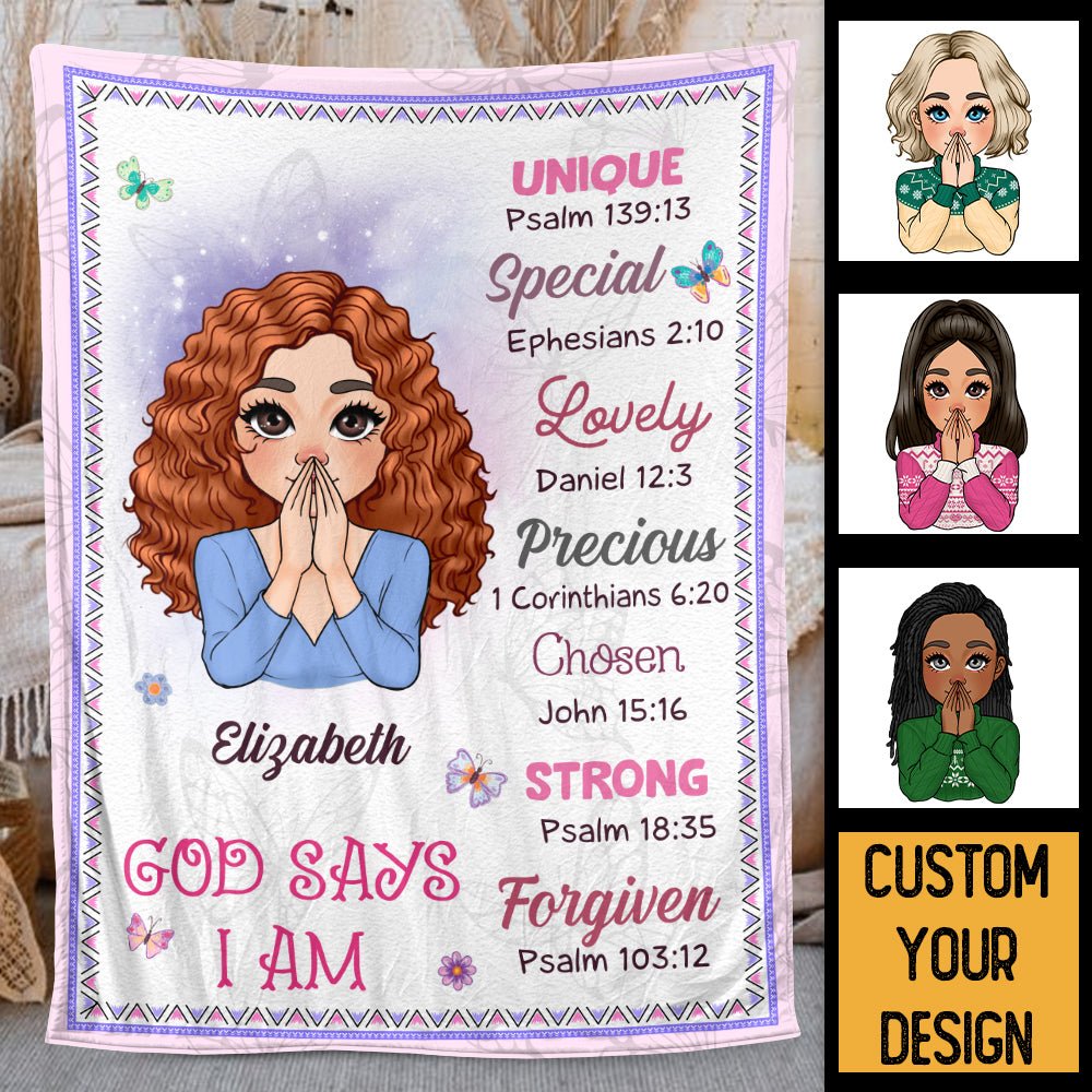God Says I Am Pastel - Personalized Blanket - Meaningful Gift For Birthday - Giftago