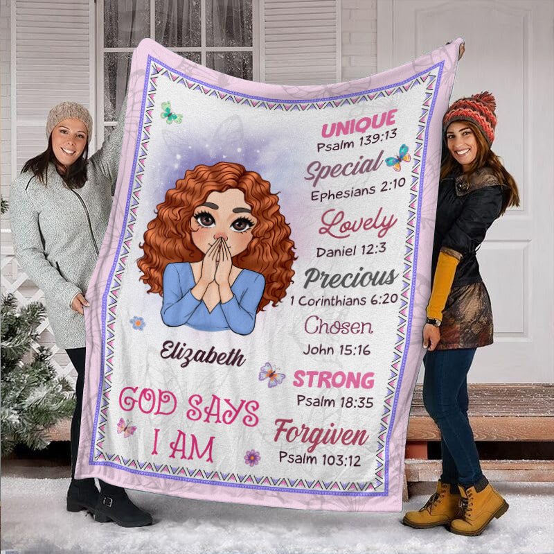 God Says I Am Pastel - Personalized Blanket - Meaningful Gift For Birthday - Giftago