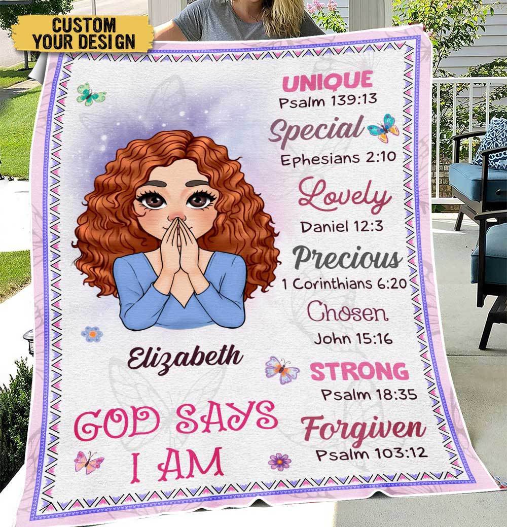 God Says I Am Pastel - Personalized Blanket - Meaningful Gift For Birthday - Giftago