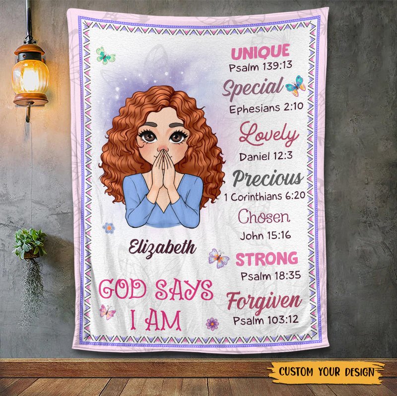 God Says I Am Pastel - Personalized Blanket - Meaningful Gift For Birthday - Giftago