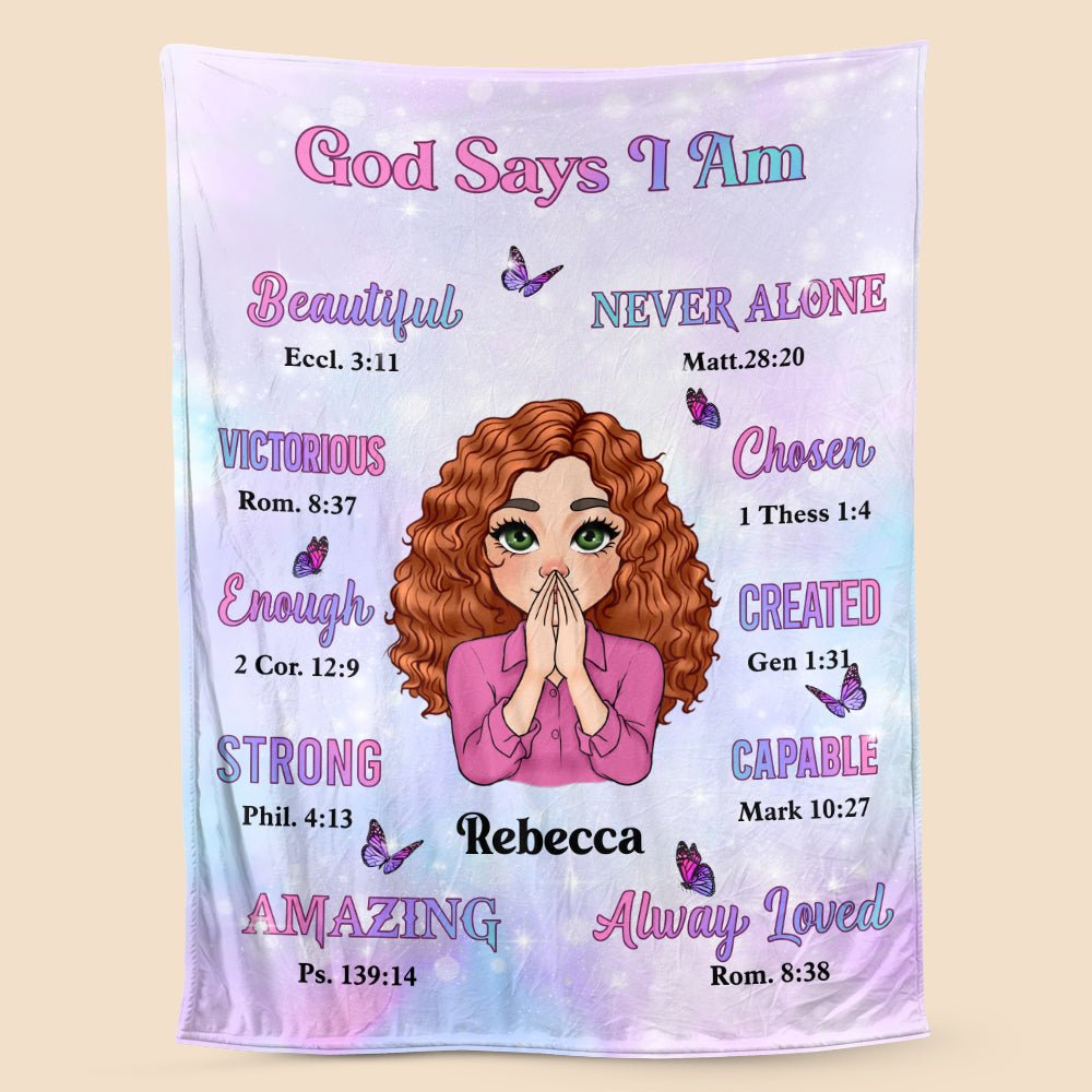 God Says I Am - Personalized Blanket - Best Gift For Birthday, For Daughter, Granddaughter - Giftago