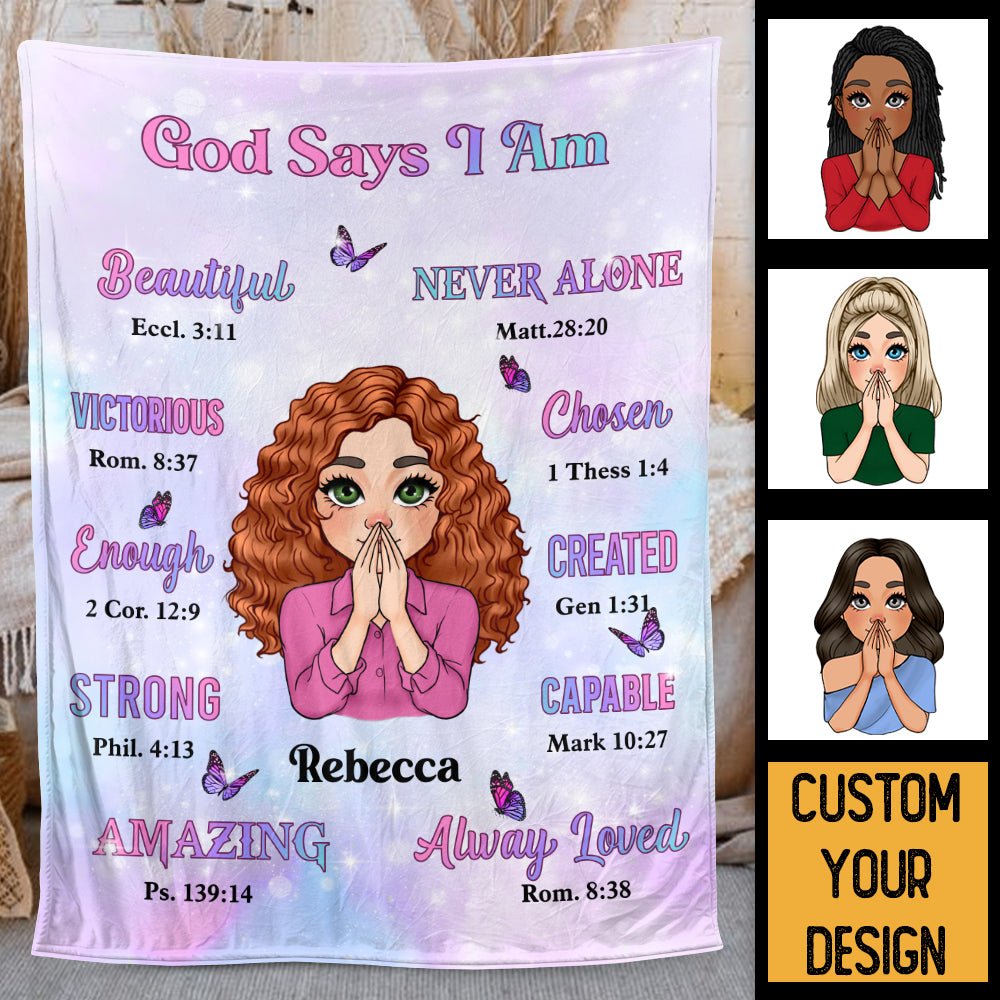 God Says I Am - Personalized Blanket - Best Gift For Birthday, For Daughter, Granddaughter - Giftago