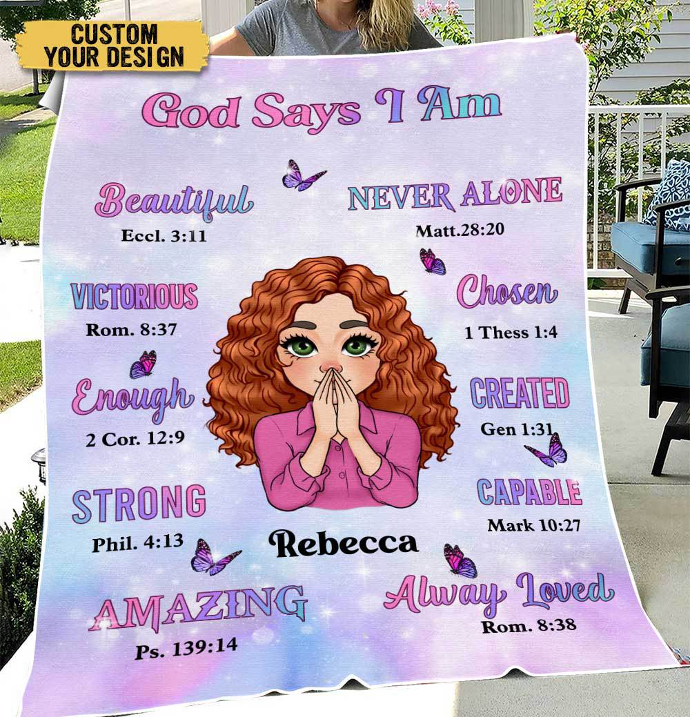 God Says I Am - Personalized Blanket - Best Gift For Birthday, For Daughter, Granddaughter - Giftago