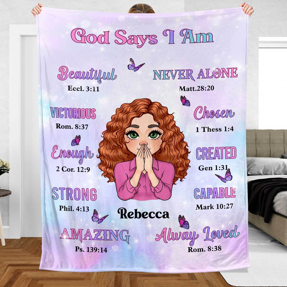 God Says I Am - Personalized Blanket - Best Gift For Birthday, For Daughter, Granddaughter - Giftago