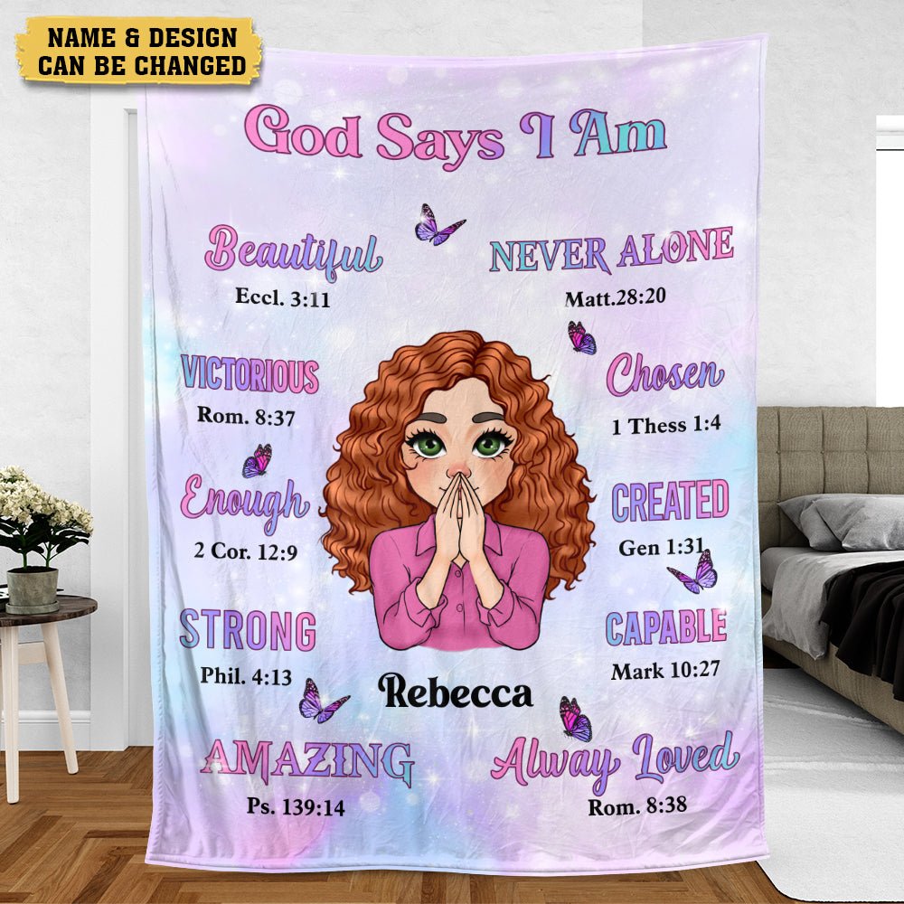 God Says I Am - Personalized Blanket - Best Gift For Birthday, For Daughter, Granddaughter - Giftago