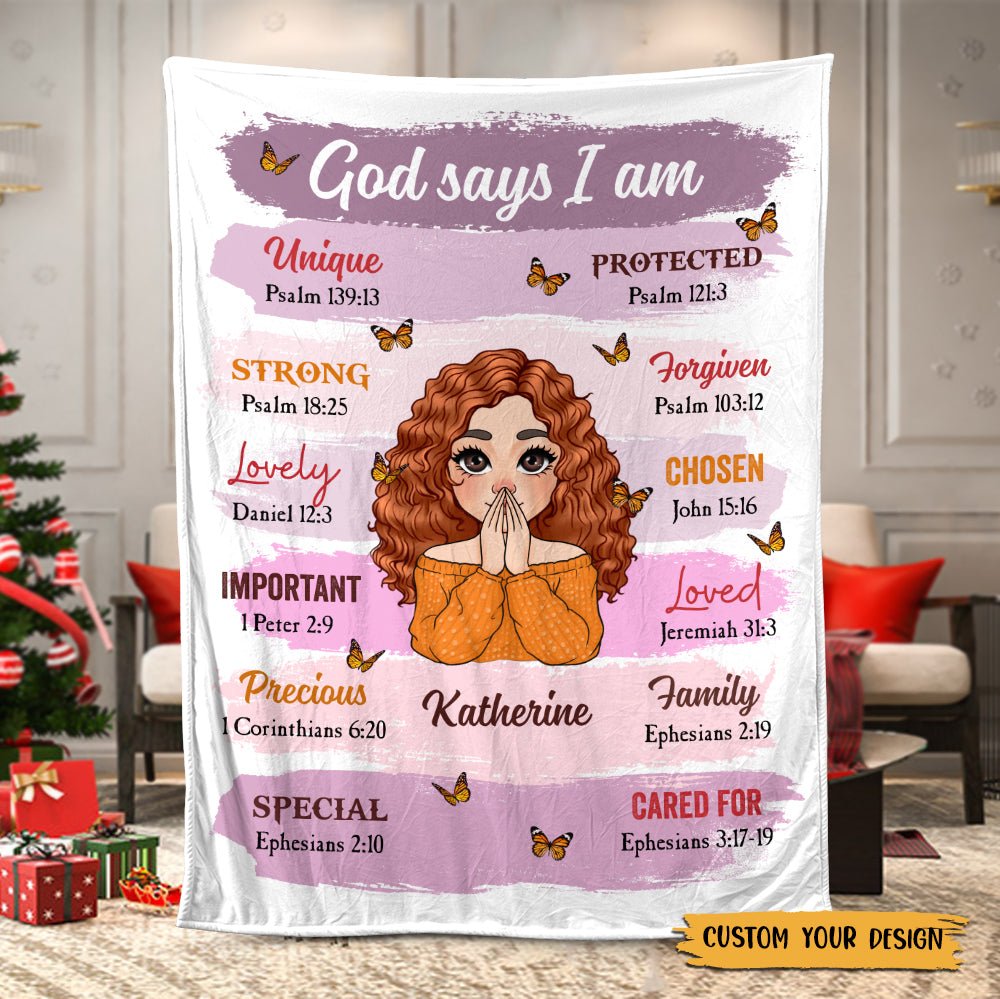 God Says I Am - Personalized Blanket - Best Gift For Daughter, Granddaughter, For Birthday - Giftago