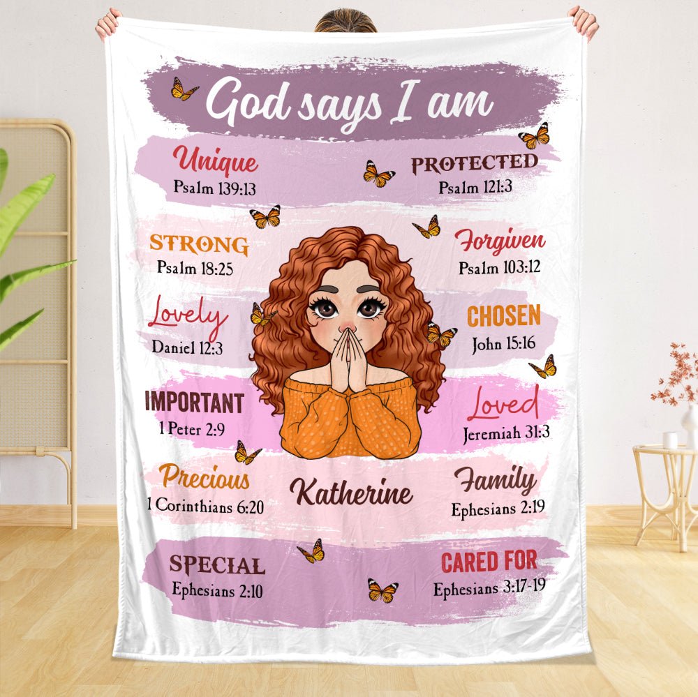 God Says I Am - Personalized Blanket - Best Gift For Daughter, Granddaughter, For Birthday - Giftago