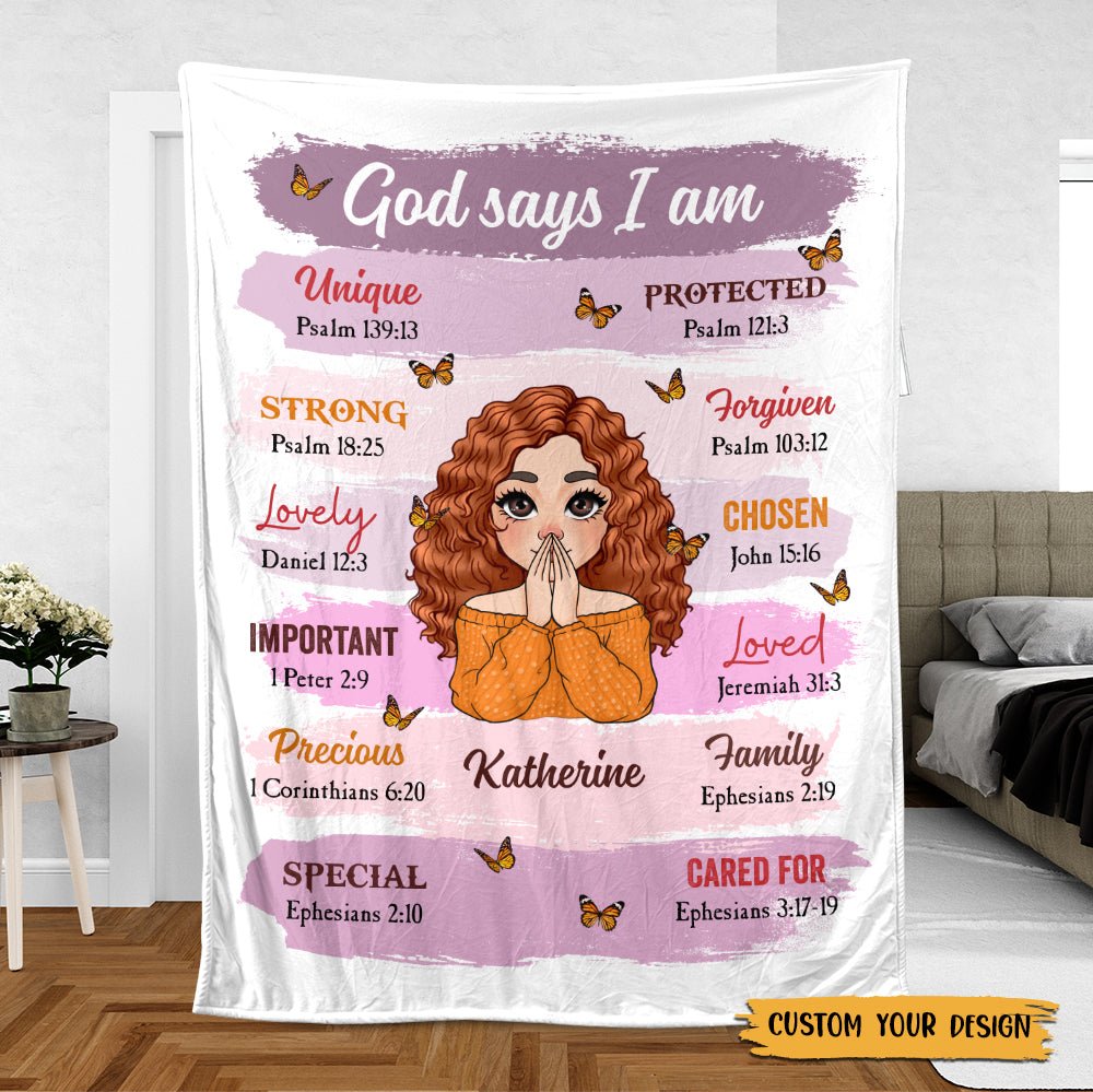God Says I Am - Personalized Blanket - Best Gift For Daughter, Granddaughter, For Birthday - Giftago