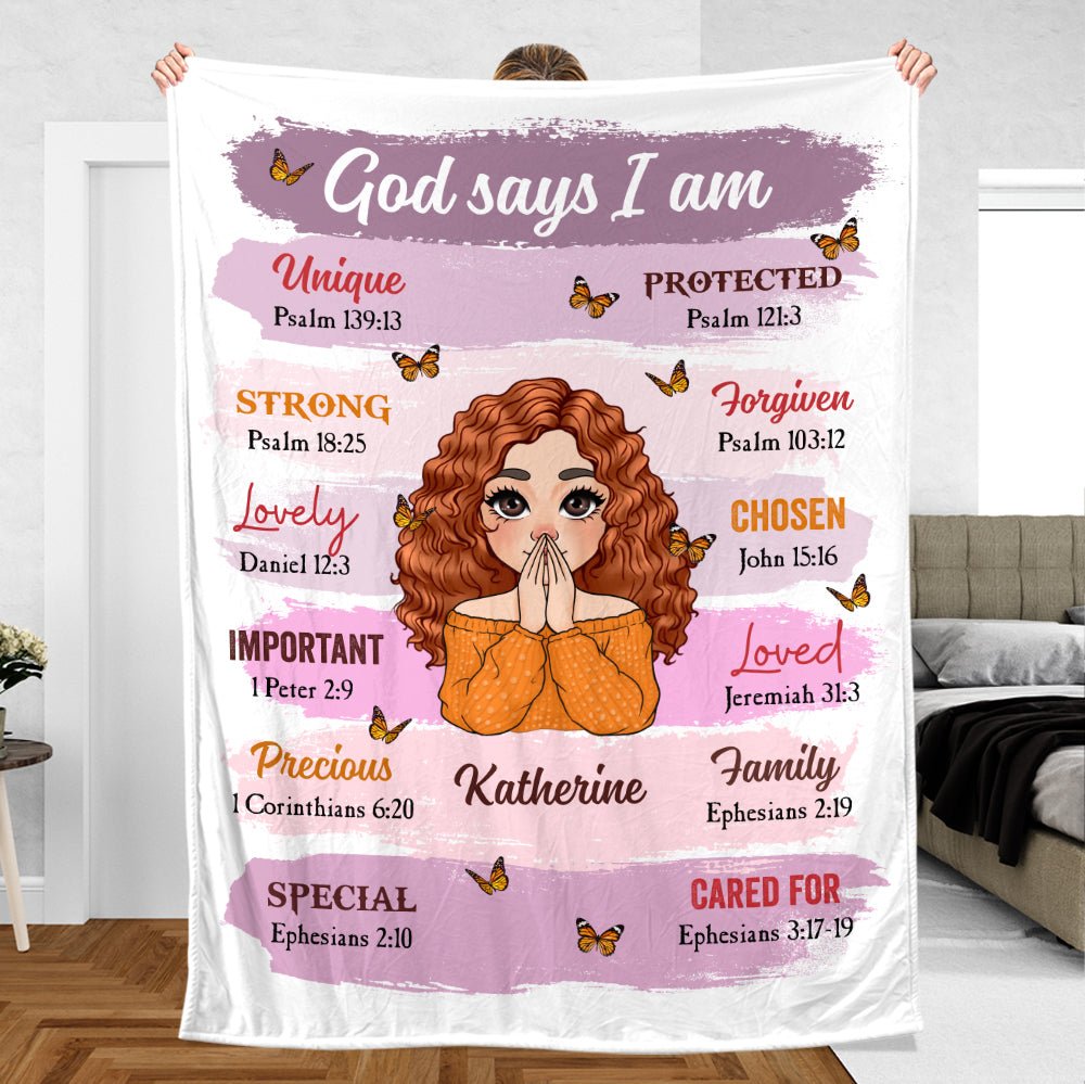 God Says I Am - Personalized Blanket - Best Gift For Daughter, Granddaughter, For Birthday - Giftago