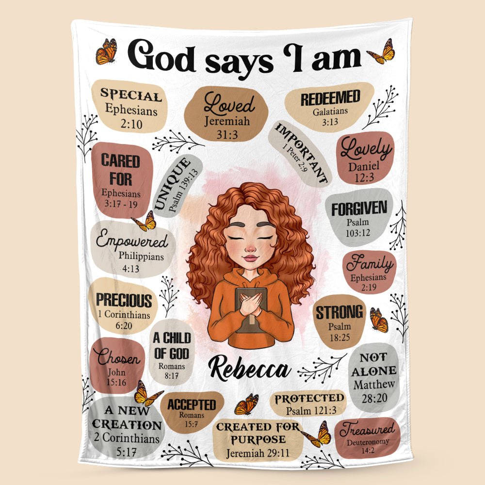 God Says I Am - Personalized Blanket - Best Gift Idea For Daughter, Granddaughter, Niece - Giftago