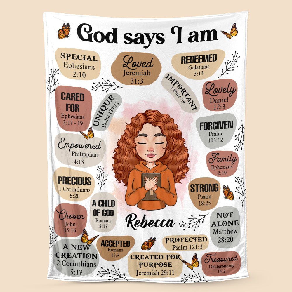 God Says I Am - Personalized Blanket - Best Gift Idea For Daughter, Granddaughter, Niece - Giftago