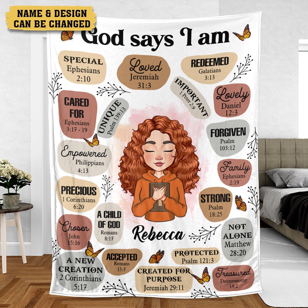 God Says I Am - Personalized Blanket - Best Gift Idea For Daughter, Granddaughter, Niece - Giftago