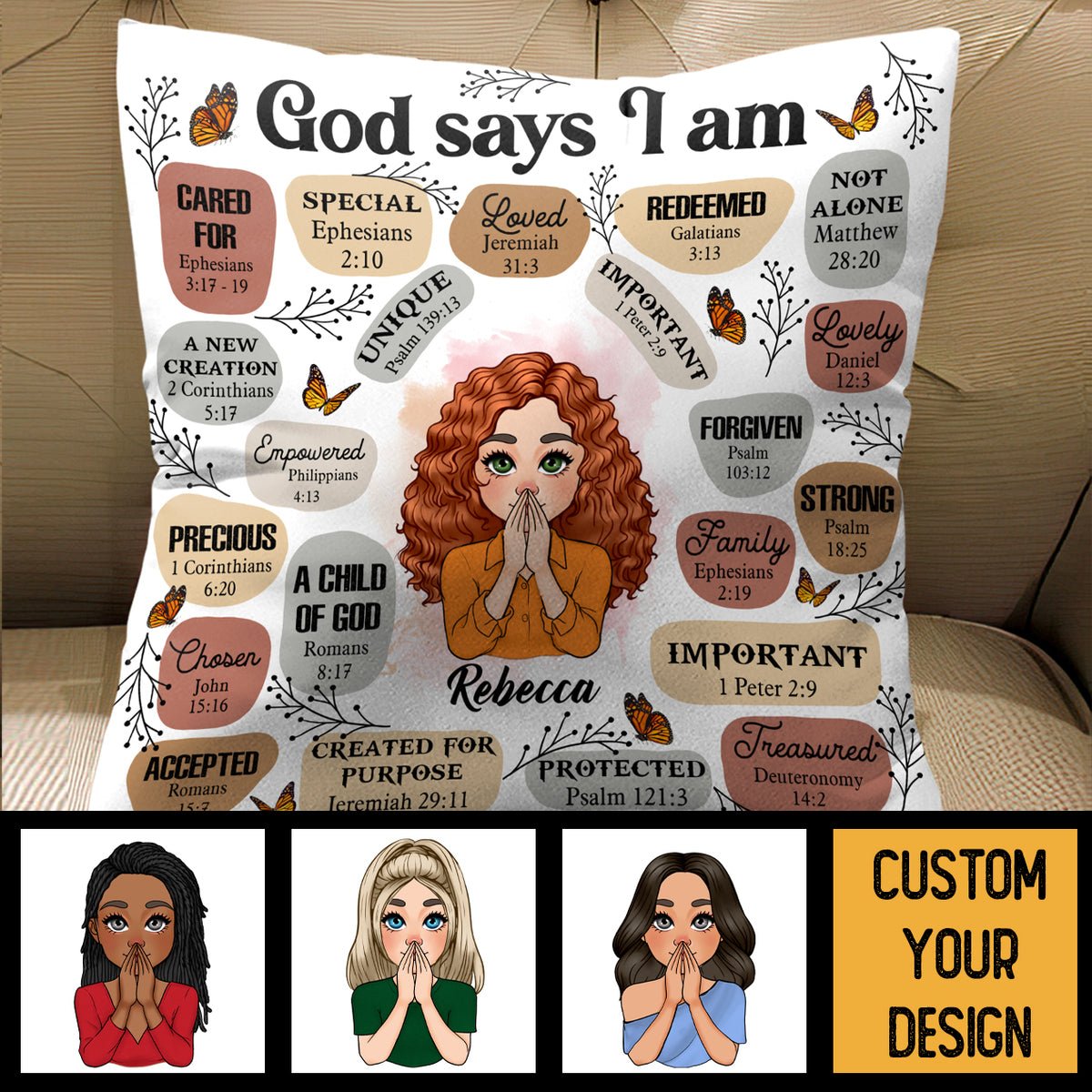 God Says I Am - Personalized Pillow - Best Gift For Mom, Daughter, Sister, Friend, Wife - Giftago