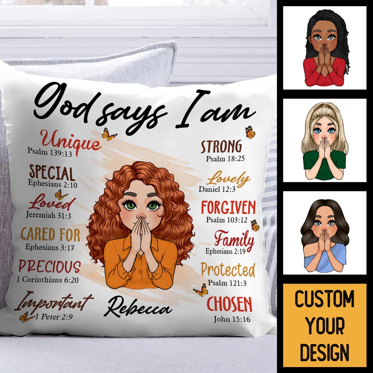 God Says I Am - Personalized Pillow - Best Gift For Mother, Daughter, Sister, Friend, Wife - Giftago