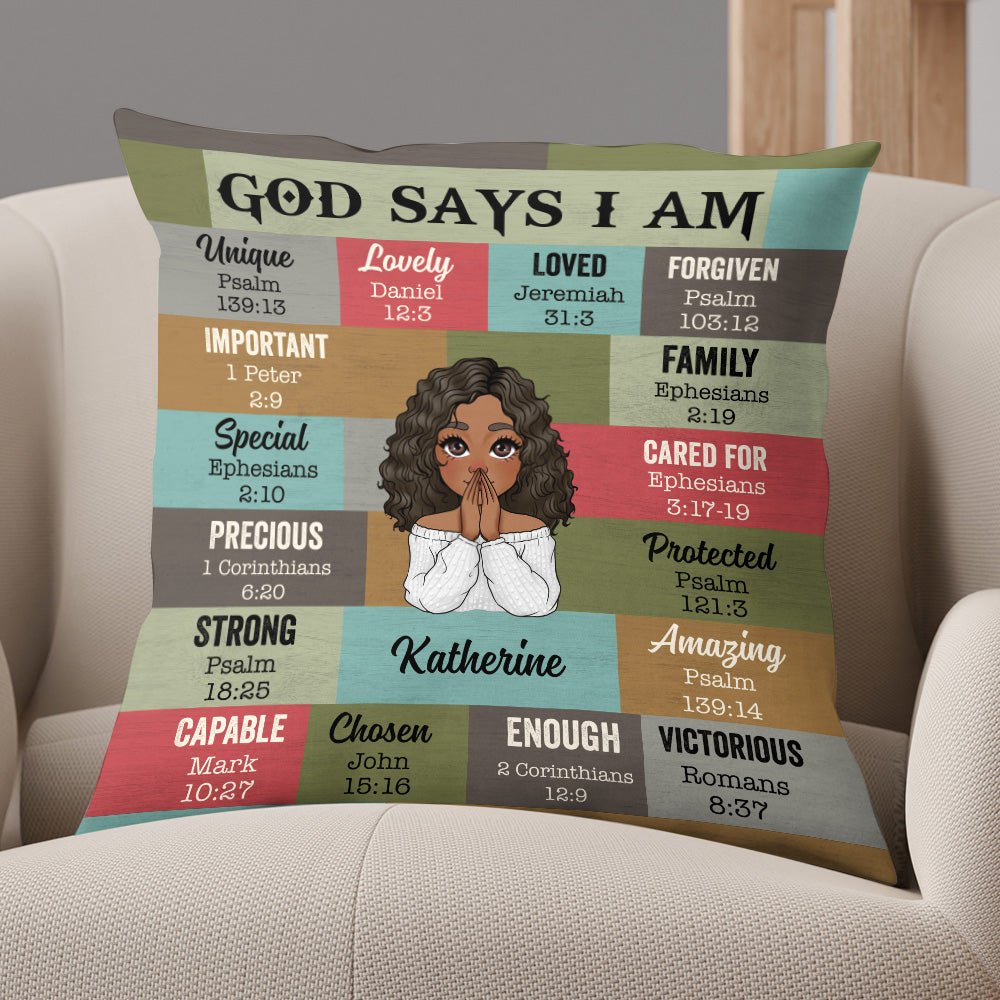 God Says I Am Pillow - Personalized Pillow - Giftago