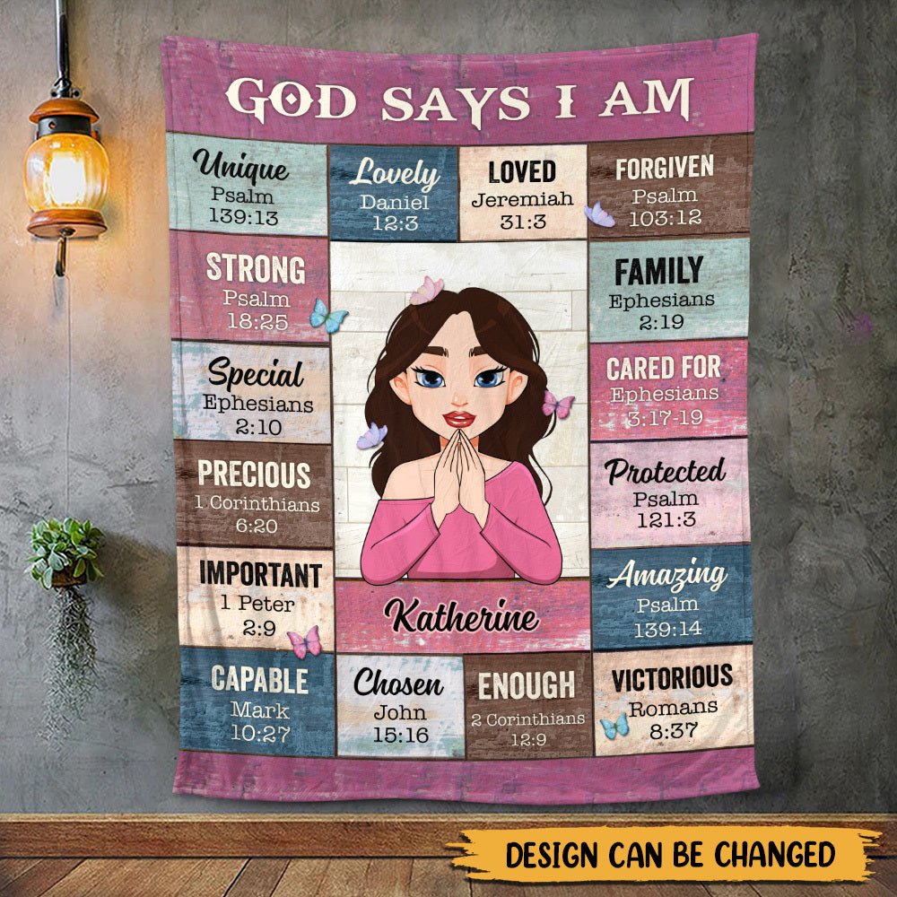 God Says I Am Pink (Cartoon) - Personalized Blanket - Meaningful Gifts for Birthday - Giftago