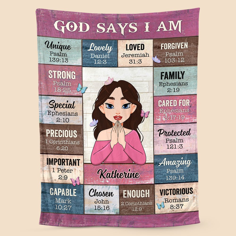 God Says I Am Pink (Cartoon) - Personalized Blanket - Meaningful Gifts for Birthday - Giftago