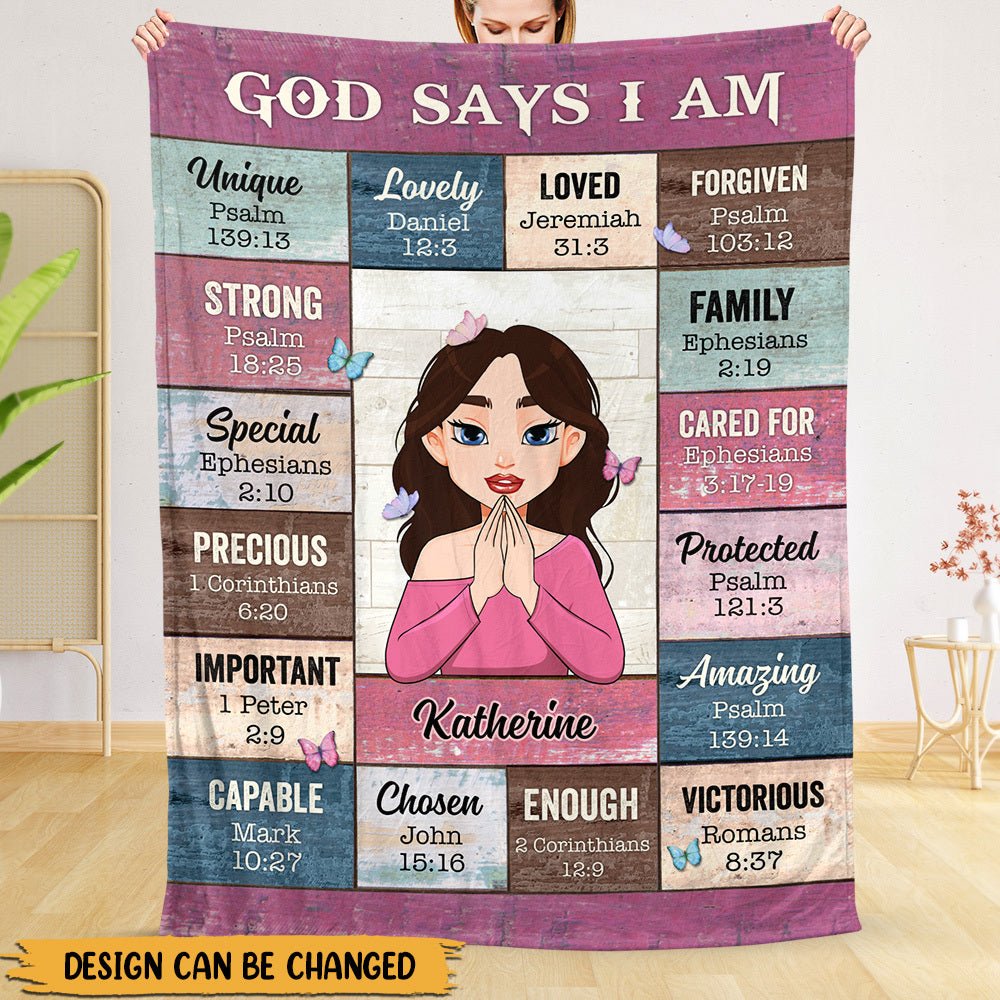 God Says I Am Pink (Cartoon) - Personalized Blanket - Meaningful Gifts for Birthday - Giftago