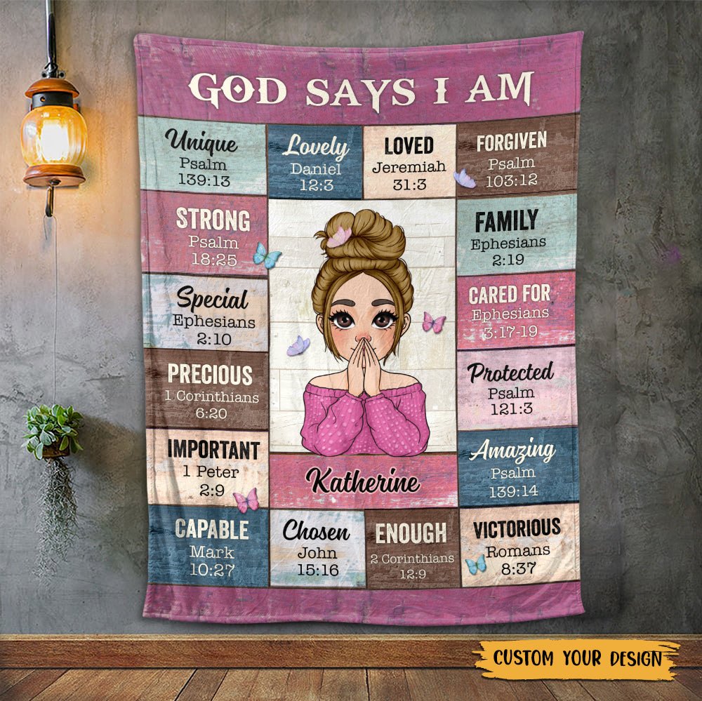 God Says I Am Pink - Personalized Blanket - Meaningful Gifts for Birthday, Mother's Day - Giftago