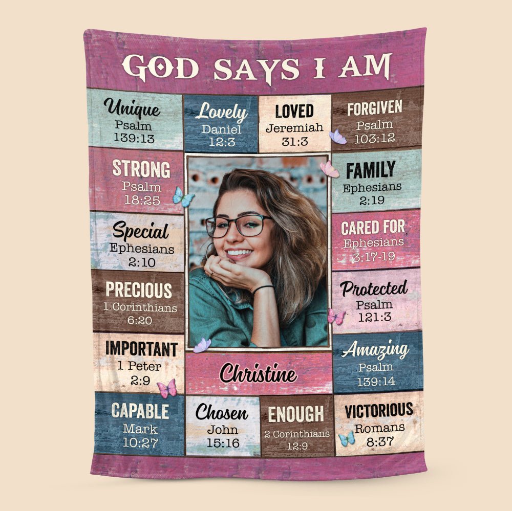 God Says I Am Pink Photo - Personalized Blanket - Meaningful Gifts for Birthday - Giftago