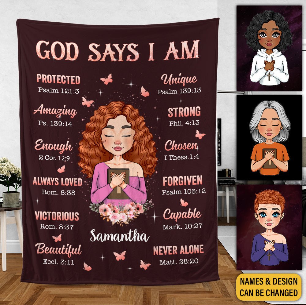 God Says I Am Purple - Personalized Blanket - Best Gift For Birthday - Giftago
