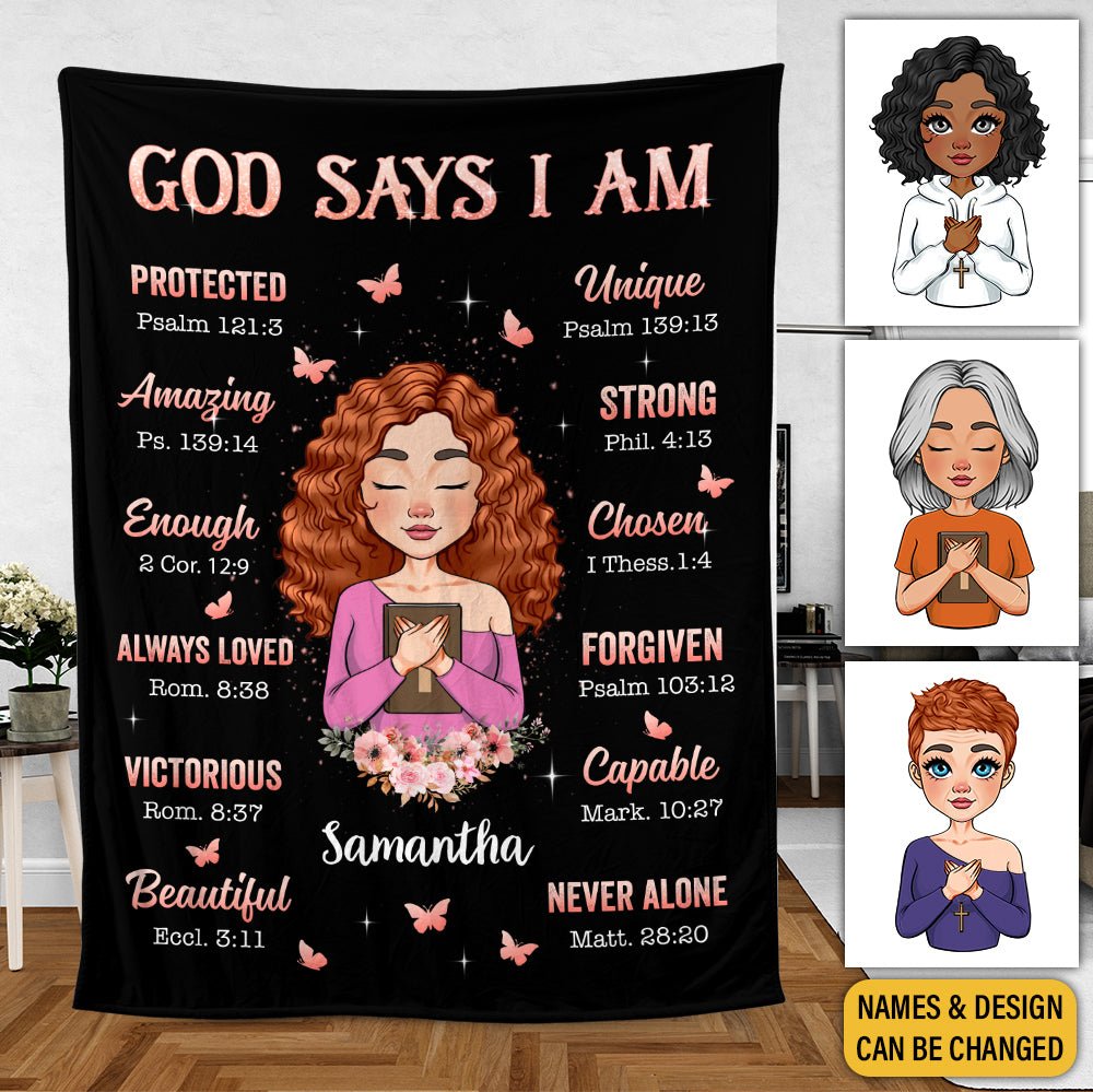 God Says I Am Purple - Personalized Blanket - Best Gift For Birthday - Giftago