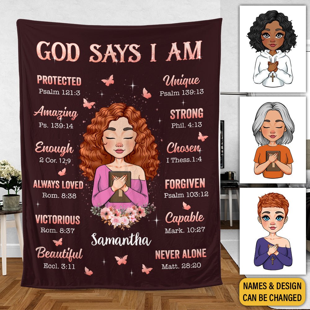 God Says I Am Purple - Personalized Blanket - Best Gift For Birthday - Giftago