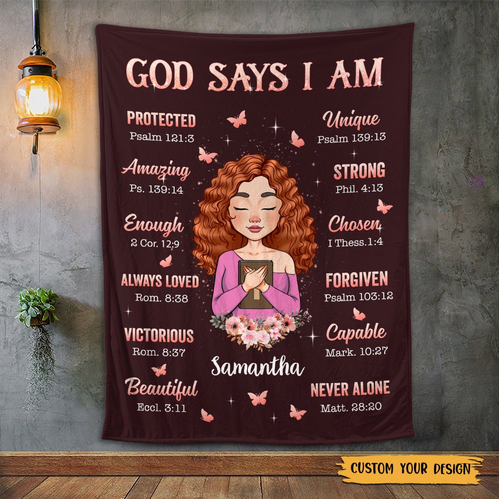 God Says I Am Purple - Personalized Blanket - Best Gift For Birthday - Giftago