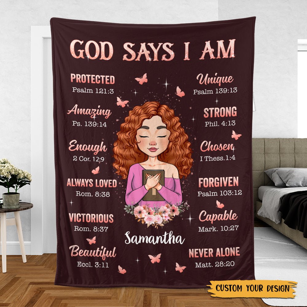 God Says I Am Purple - Personalized Blanket - Best Gift For Birthday - Giftago