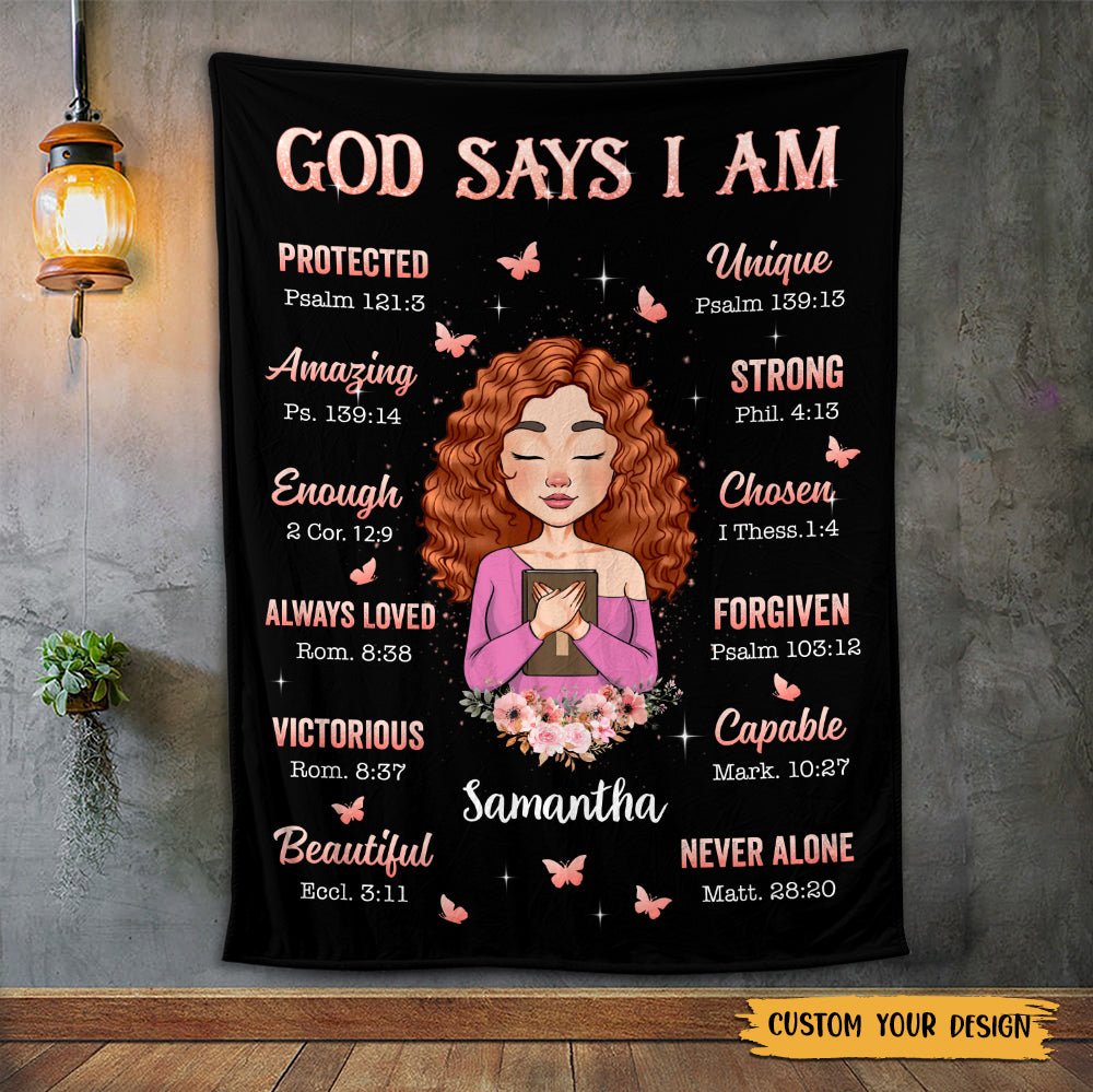 God Says I Am Purple - Personalized Blanket - Best Gift For Birthday - Giftago