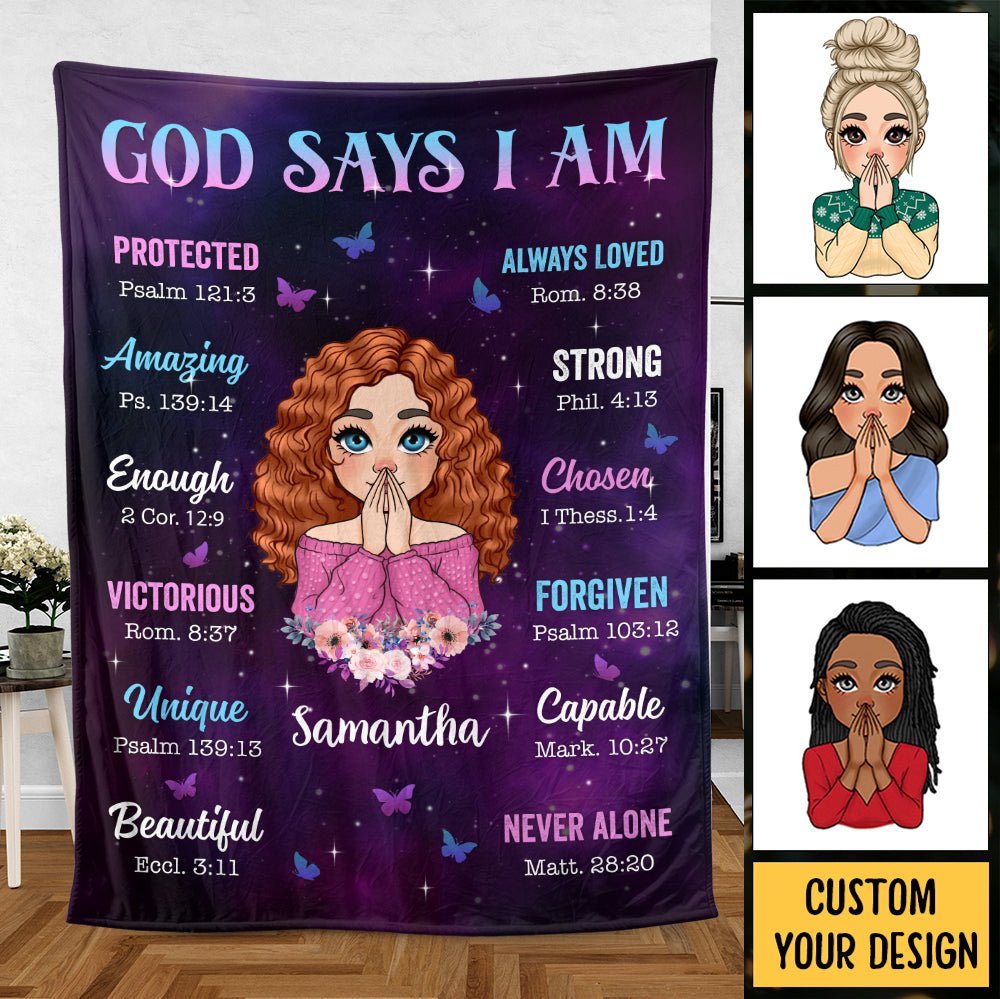 God Says I Am Purple - Personalized Blanket - Best Gift For Daughter, Granddaughter, For Birthday - Giftago