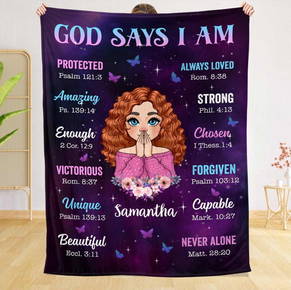 God Says I Am Purple - Personalized Blanket - Best Gift For Daughter, Granddaughter, For Birthday - Giftago