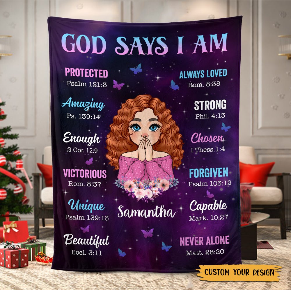 God Says I Am Purple - Personalized Blanket - Best Gift For Daughter, Granddaughter, For Birthday - Giftago