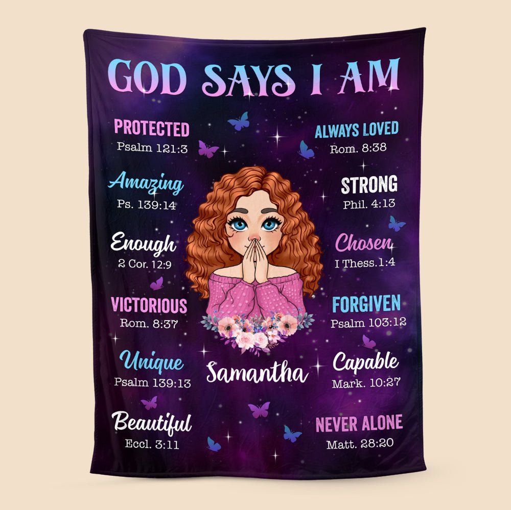 God Says I Am Purple - Personalized Blanket - Best Gift For Daughter, Granddaughter, For Birthday - Giftago