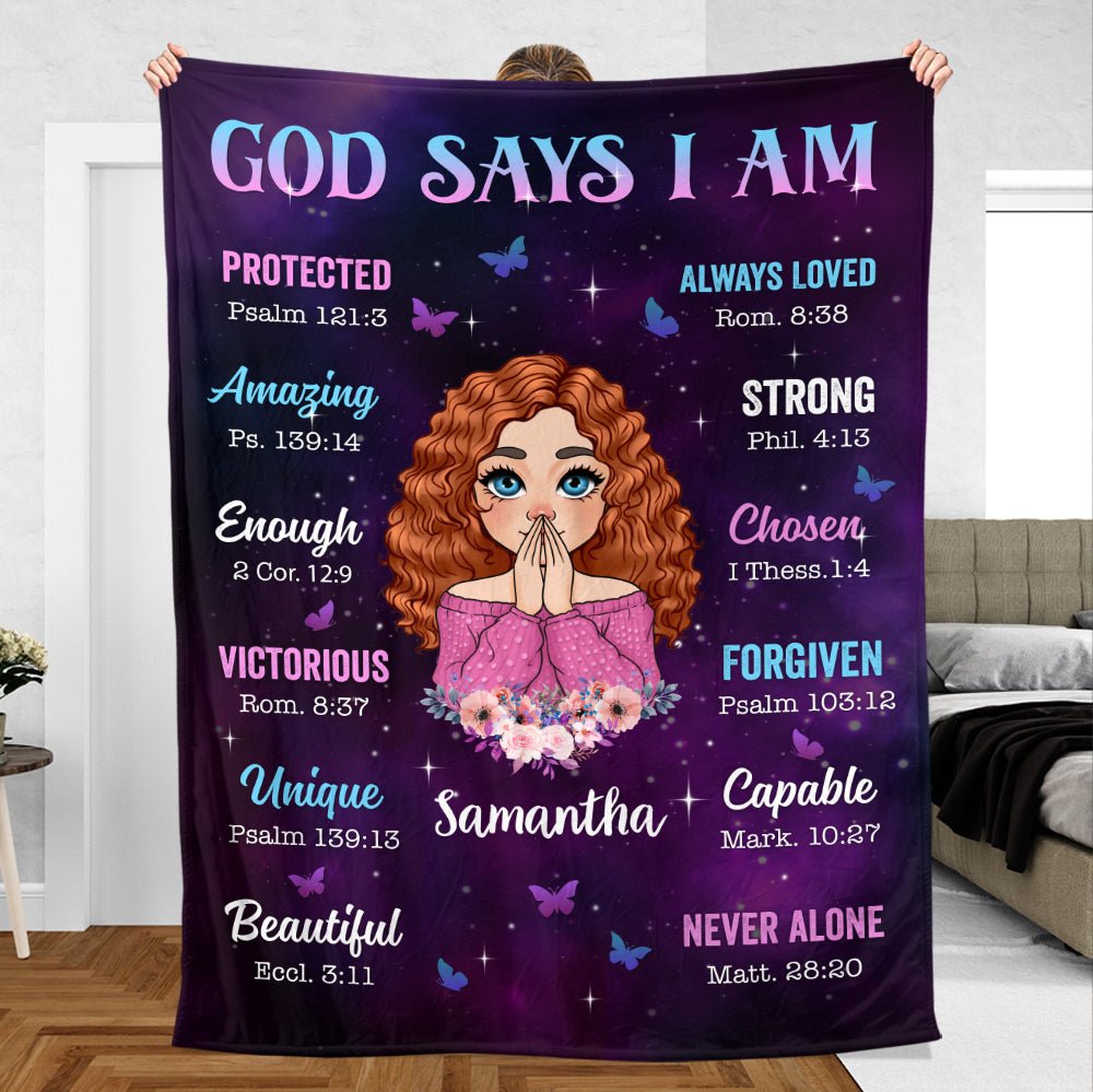 God Says I Am Purple - Personalized Blanket - Best Gift For Daughter, Granddaughter, For Birthday - Giftago