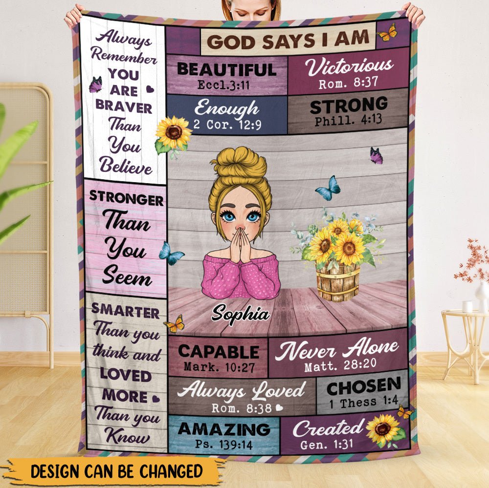 God Says I Am Stronger Than You Seem - Personalized Blanket - Meaningful Gift For Birthday - Giftago