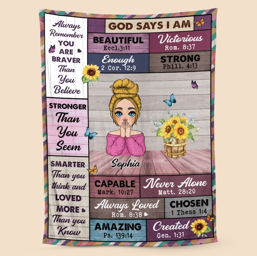 God Says I Am Stronger Than You Seem - Personalized Blanket - Meaningful Gift For Birthday - Giftago