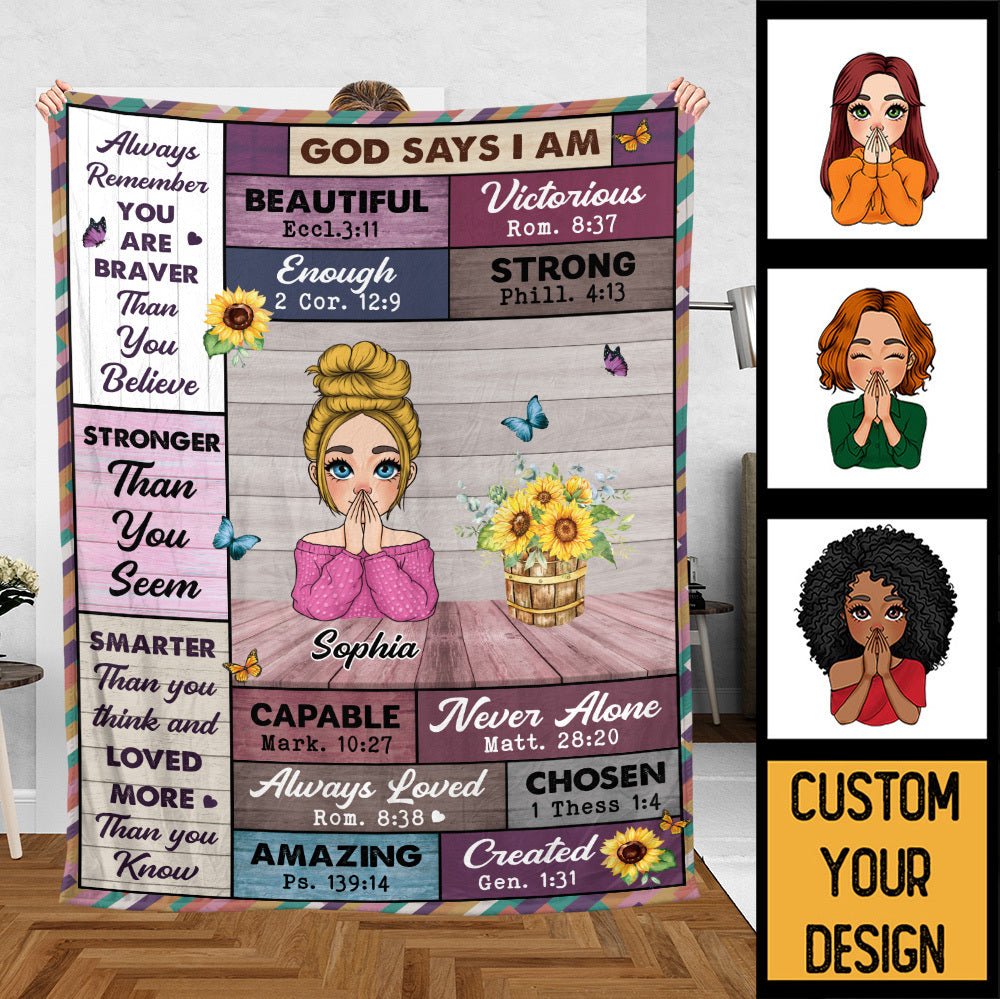 God Says I Am Stronger Than You Seem - Personalized Blanket - Meaningful Gift For Birthday - Giftago