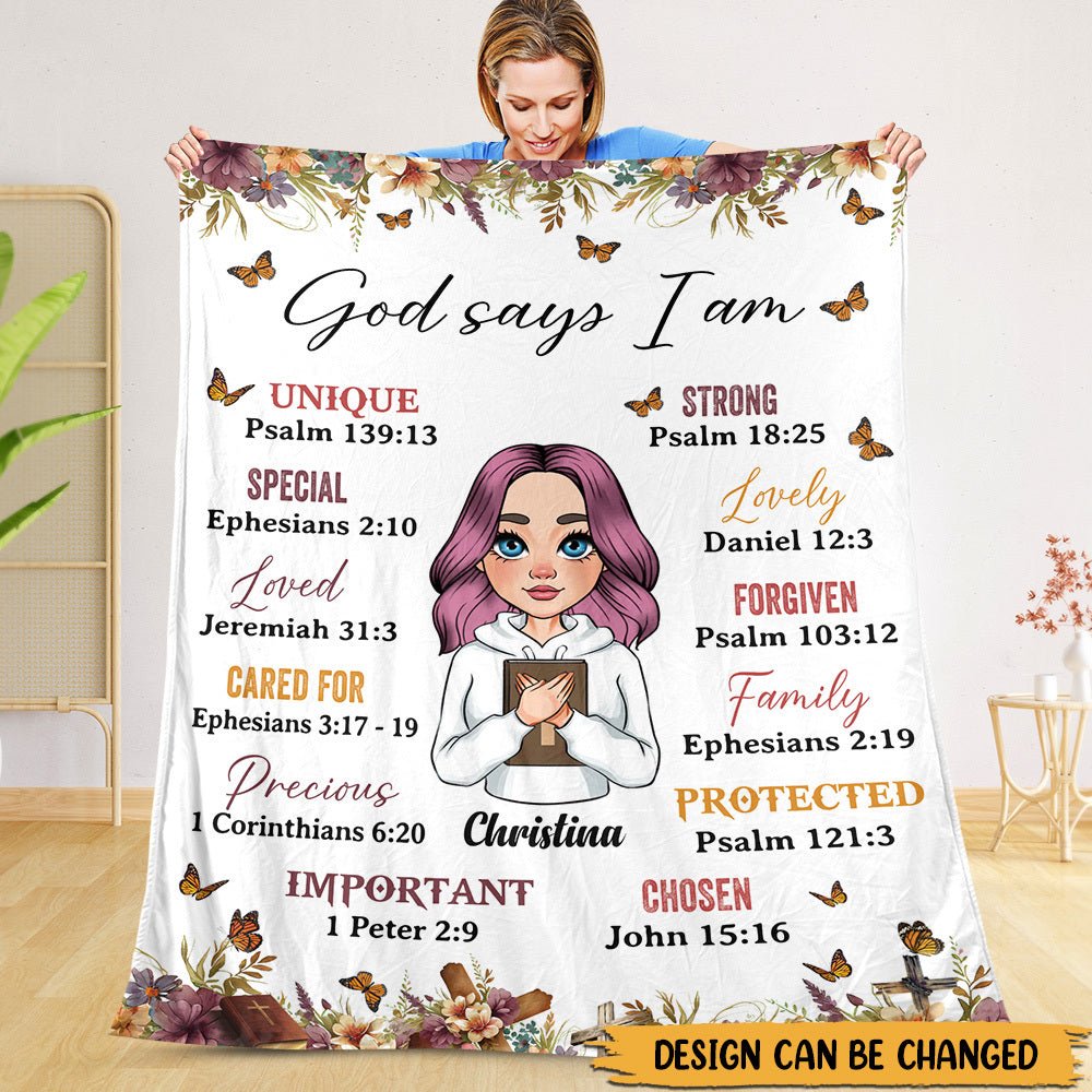 God Says I Am (Version 2) - Personalized Blanket - Best Gift For Mom, Daughter, Sister, Friend, Wife - Giftago