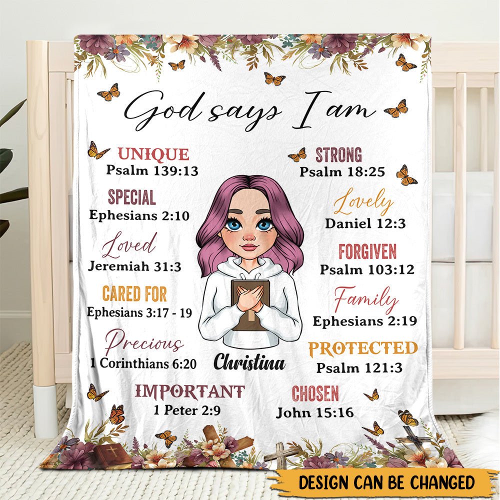 God Says I Am (Version 2) - Personalized Blanket - Best Gift For Mom, Daughter, Sister, Friend, Wife - Giftago
