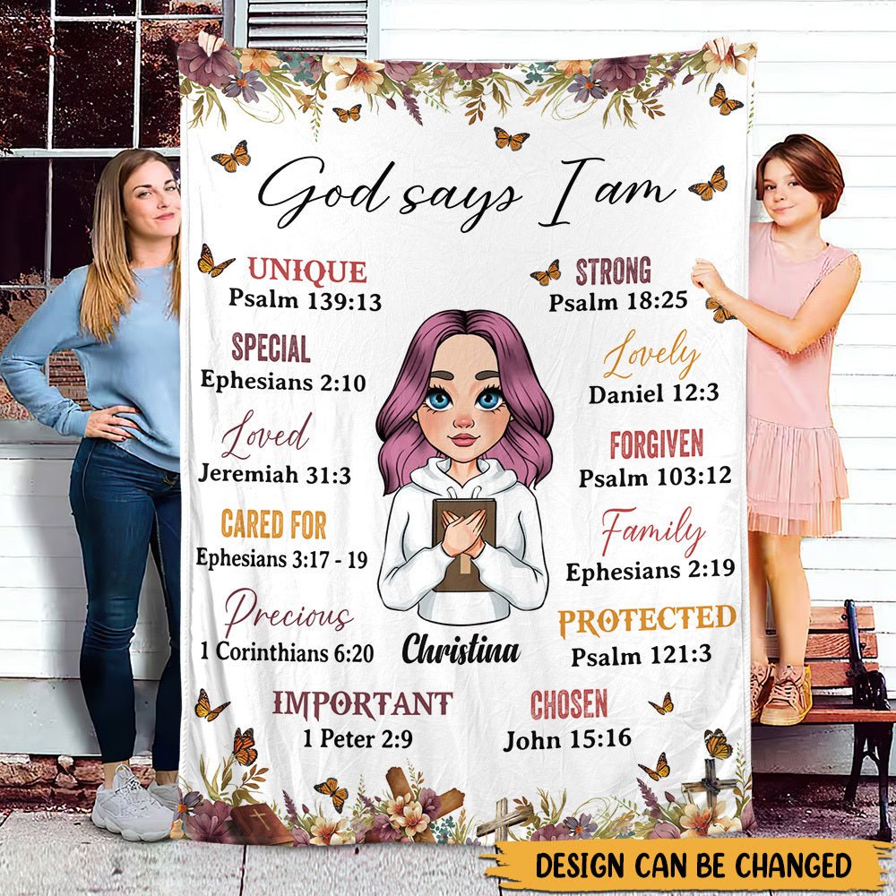 God Says I Am (Version 2) - Personalized Blanket - Best Gift For Mom, Daughter, Sister, Friend, Wife - Giftago