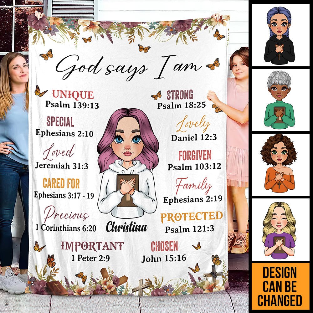 God Says I Am (Version 2) - Personalized Blanket - Best Gift For Mom, Daughter, Sister, Friend, Wife - Giftago