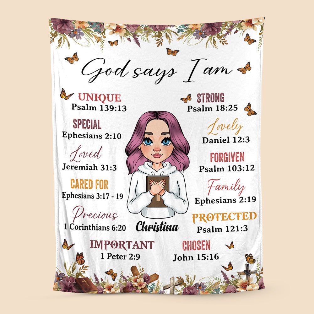 God Says I Am (Version 2) - Personalized Blanket - Best Gift For Mom, Daughter, Sister, Friend, Wife - Giftago