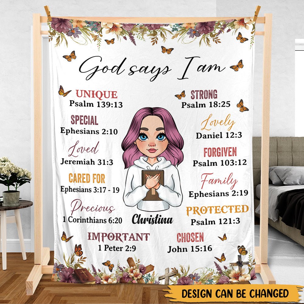 God Says I Am (Version 2) - Personalized Blanket - Best Gift For Mom, Daughter, Sister, Friend, Wife - Giftago