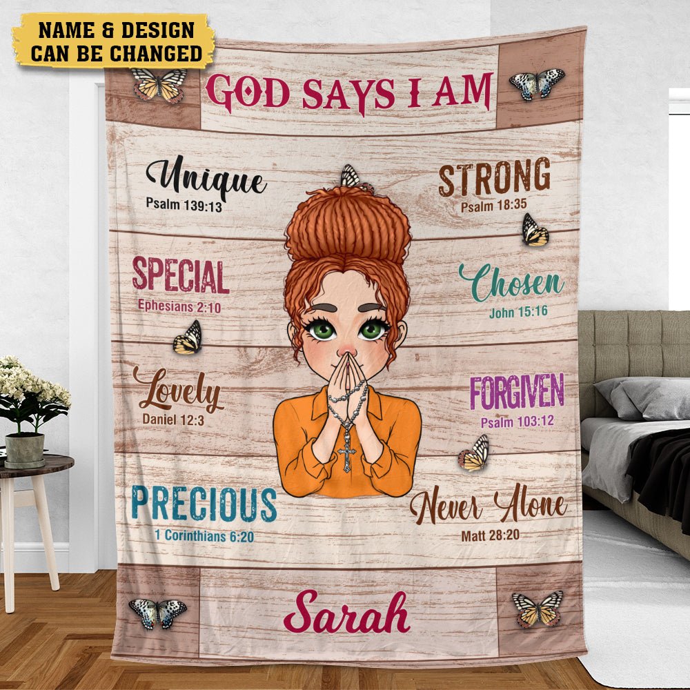 God Says I Am (Version 6) - Personalized Blanket - Best Gift For Mom, Daughter, Sister, Friend, Wife - Giftago