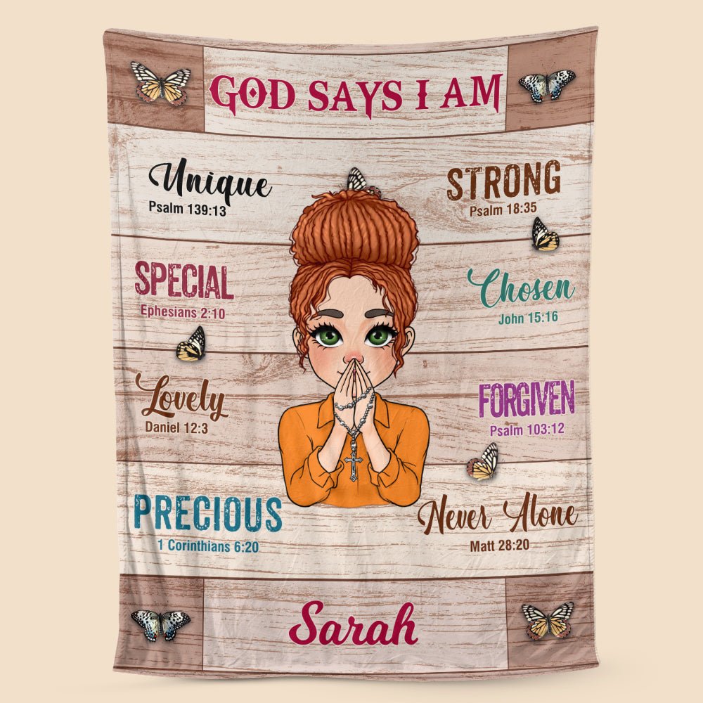 God Says I Am (Version 6) - Personalized Blanket - Best Gift For Mom, Daughter, Sister, Friend, Wife - Giftago