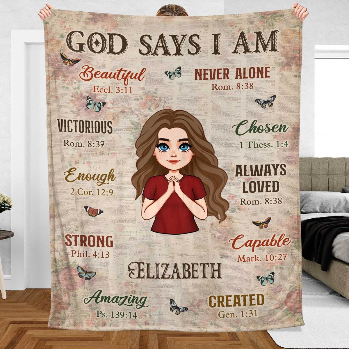 God Says I Am Vintage (Chibi) - Personalized Blanket - Best Gift For Birthday - Giftago