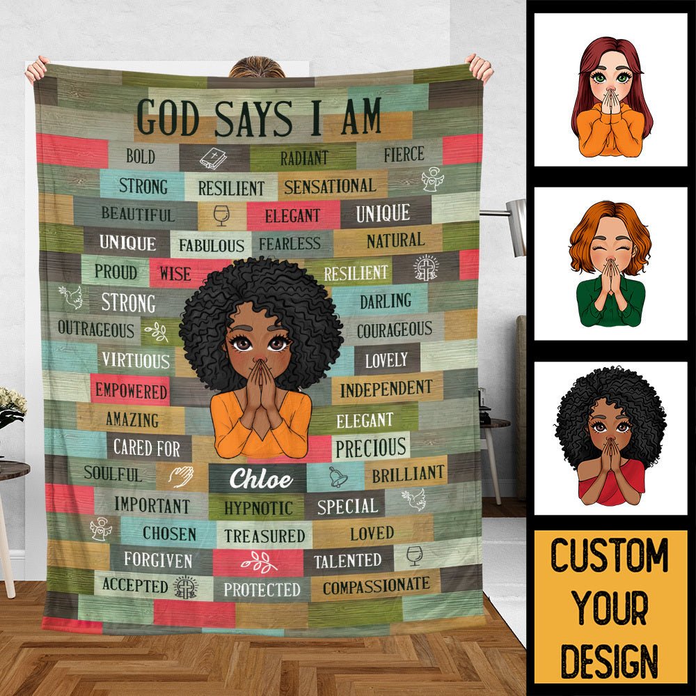 God Says I Am Vintage - Personalized Blanket - Best Gift For Birthday - Giftago